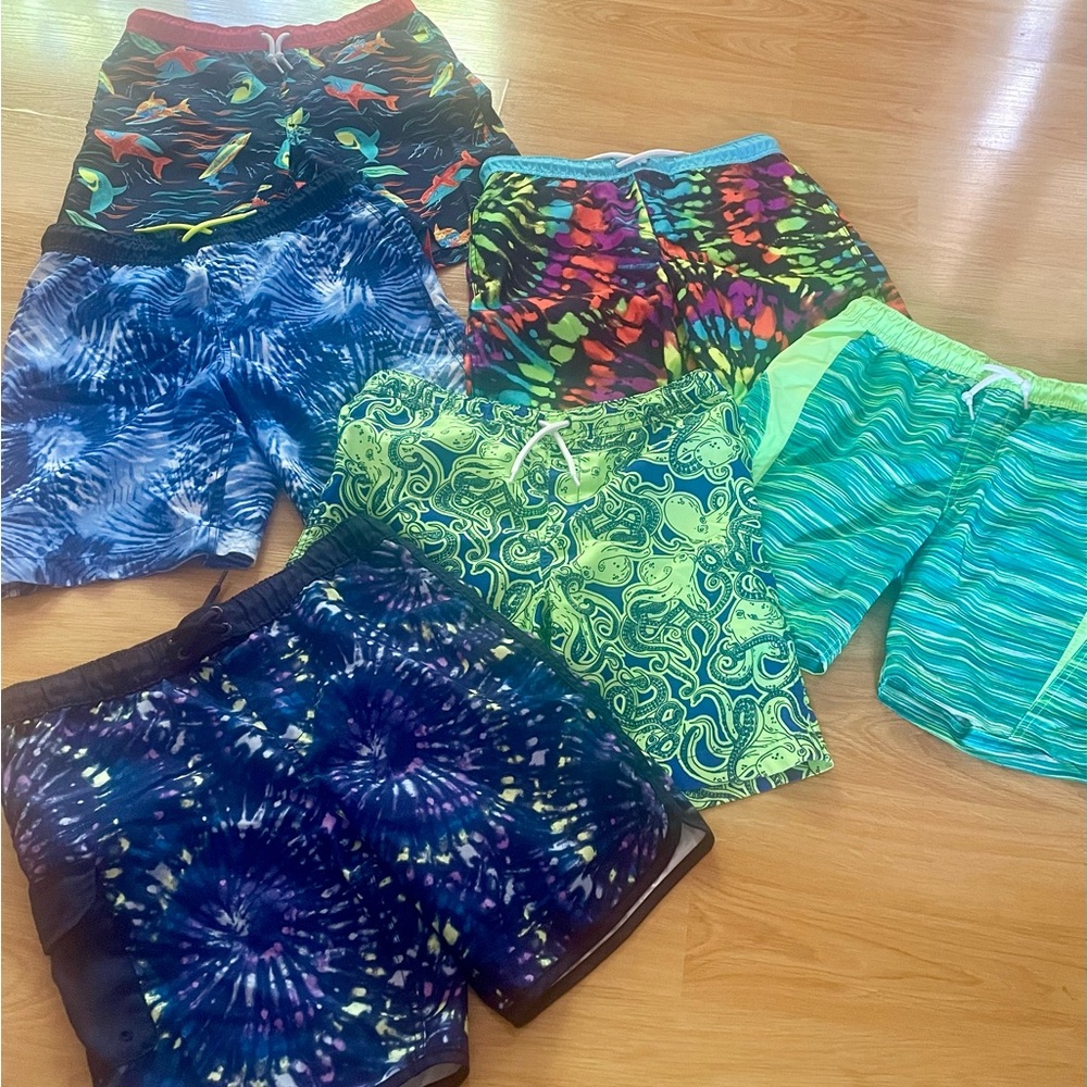 Lot of (6) Lands End Youth Husky Sz L 10H-12H Swim Shorts